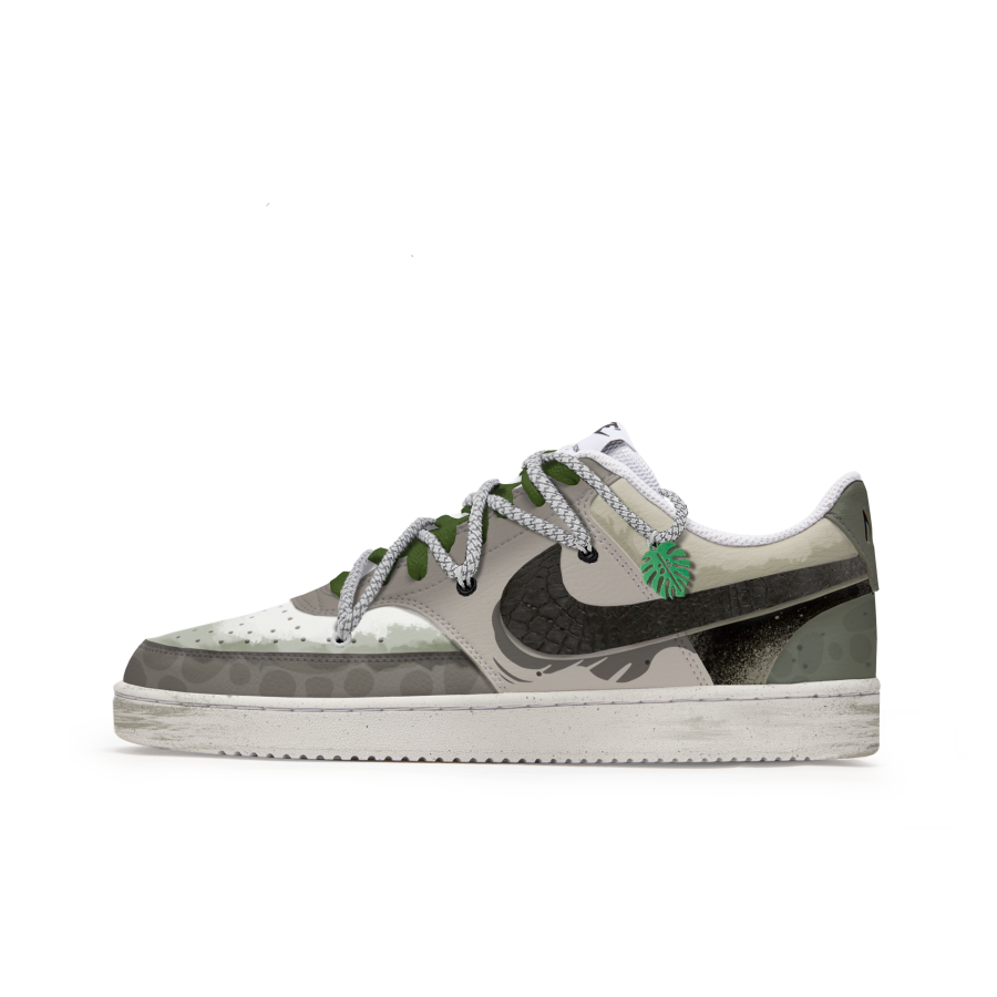 Nike Nike Court Vision 1 Freedom Panda, Green Shadow Mystery Slip Resistant Cushioning Low top Skateboard Shoes Men's