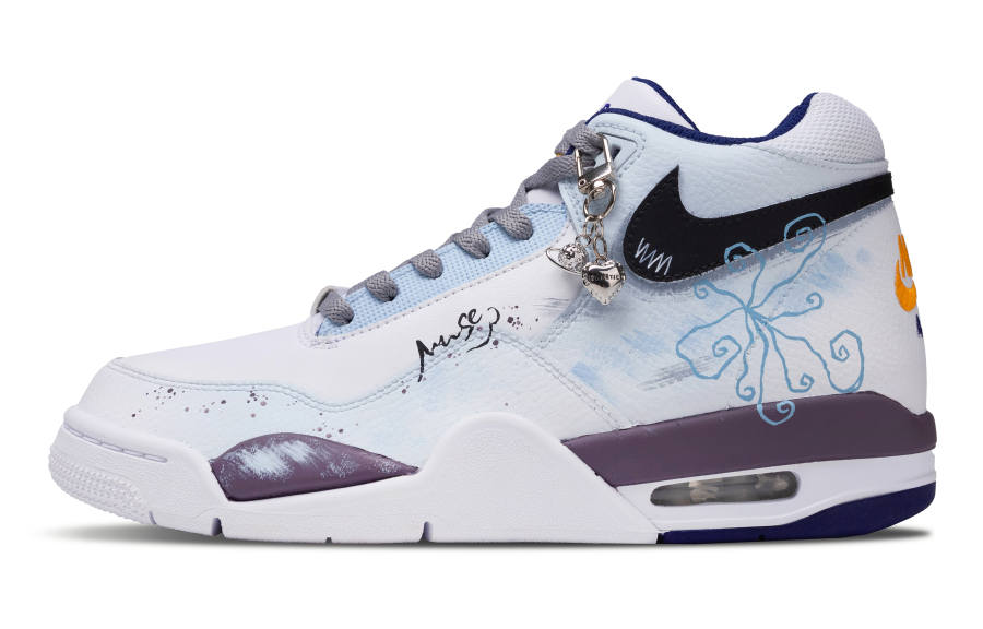Nike Nike Flight Legacy Datura Slip Resistant Abrasion Resistant Mid top Vintage Basketball Shoes Men's White Blue