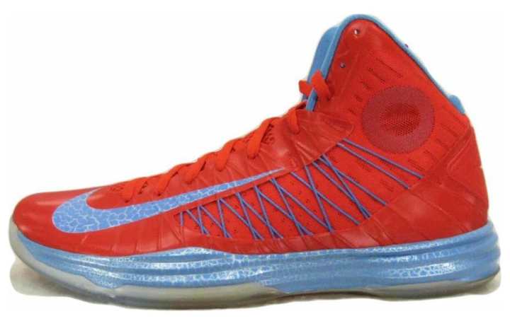Nike Nike Hyperdunk 2012 PE Cushioning Slip Resistant Abrasion Resistant Breathable Mid top Basketball Shoes Men's Red Blue