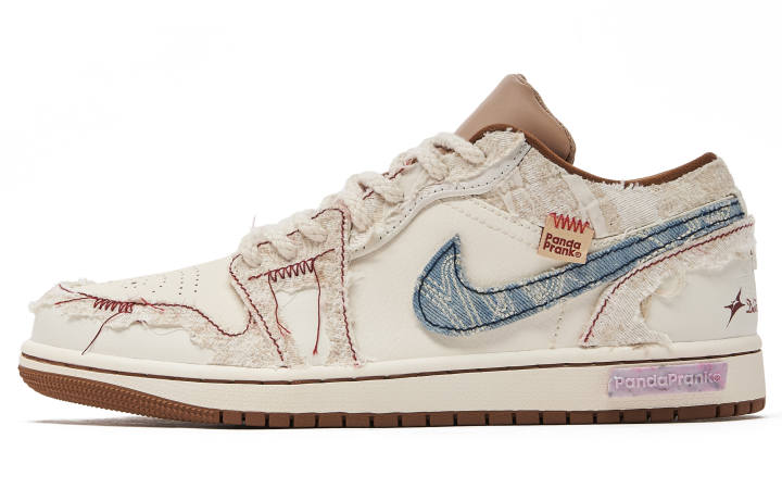 Jordan Jordan Air Jordan 1 Low Panda Mischief, Weaving Dreams, Intertwined Branch Casual Slip Resistant Abrasion Resistant
