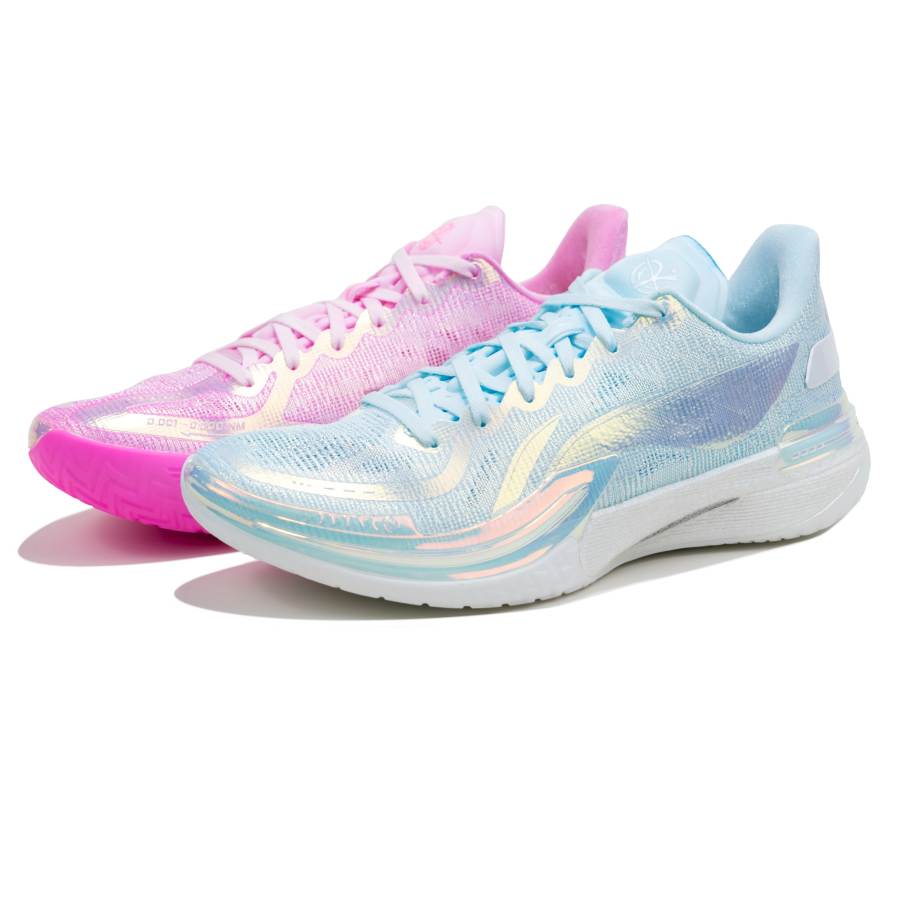 Li-Ning Li Ning Gamma Slip Resistant Abrasion Resistant Low top Basketball Shoes Men's Blue Pink Mismatched