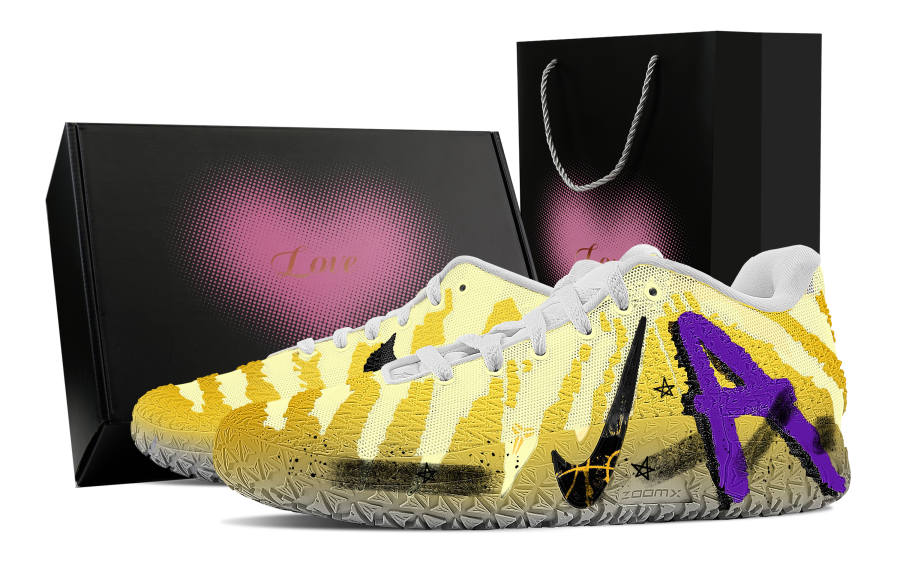 Nike Nike Ja Morant 3 Win Mamba, Heart Box Abrasion Resistant Low top Basketball Shoes Unisex Yellow Purple