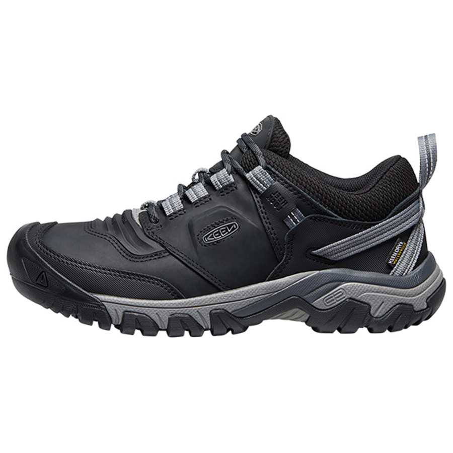 Keen RIDGE FLEX WP Cushioning Slip Resistant Abrasion Resistant Low top Outdoor Shoes Men's Black Gray