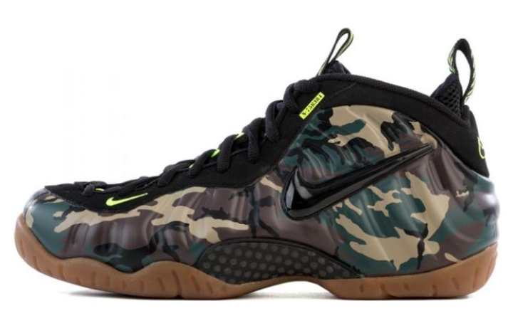 Nike Nike Foamposite Pro Army Camo Mid top Basketball Shoes Unisex Green Black 2013 Edition