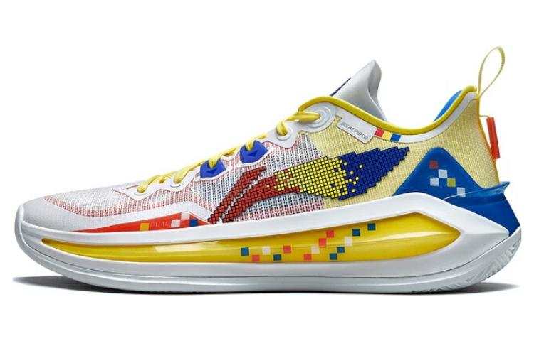 Li-Ning Li Ning Liren 3 V2 Pixel Slip Resistant Abrasion Resistant Low top Basketball Shoes Unisex Yellow Red Blue