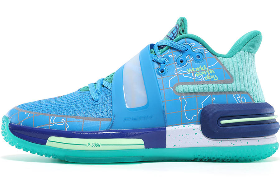 PEAK Flash 2 Generation Basketball Shoes Men's Low Top Snow Crystal Blue/Bright Green