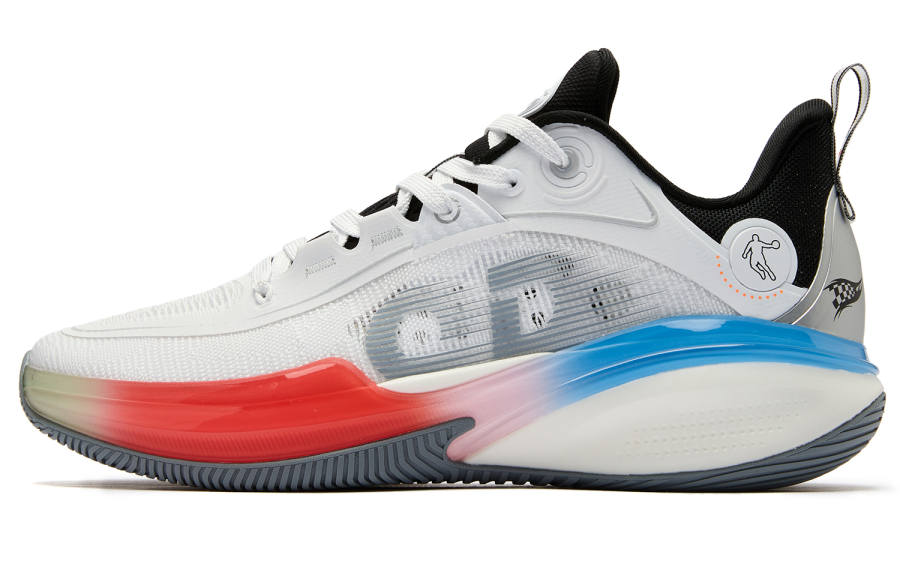 QIAODAN FE1.0 Equation Cushioning Slip Resistant Abrasion Resistant Rebound Low top Basketball Shoes Men's Gray Red