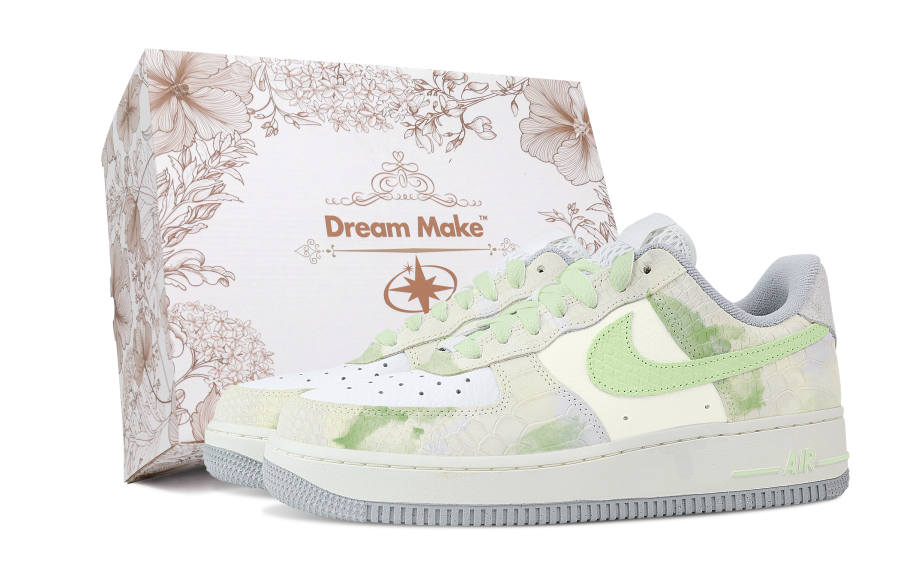 Nike Nike Air Force 1 Slip Resistant Cushioning Abrasion Resistant Low top Skateboard Shoes Women's Green Yellow