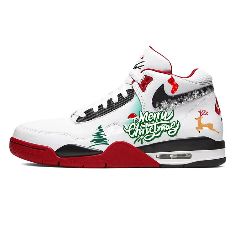 Nike Nike Flight Legacy Slip Resistant Abrasion Resistant Mid top Vintage Basketball Shoes Men's Red White