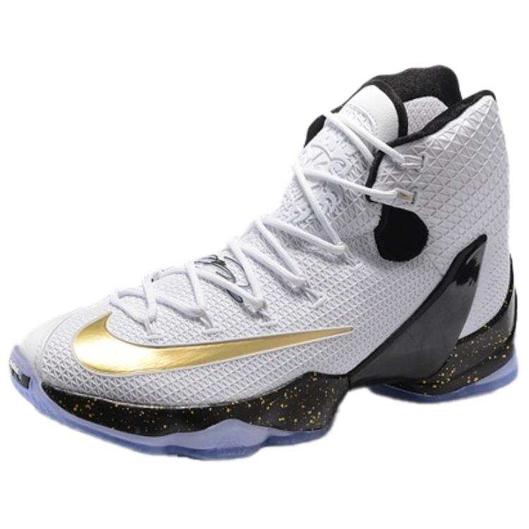 Nike Nike Lebron 13 Elite Slip Resistant Abrasion Resistant High top Basketball Shoes Men's White Gold