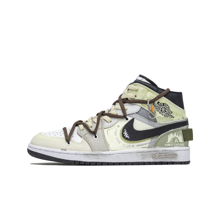 Jordan Jordan Air Jordan 1 Da Vinci Custom, Oxygen Release Plan Abrasion Resistant Breathable Abrasion Resistant Breathable