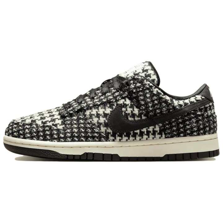 Nike Nike x Harris Tweed Dunk Abrasion Resistant Low top Skateboard Shoes Women's Black White Asian Version