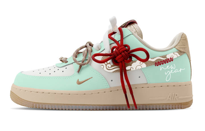 Nike Nike Air Force 1 Slip Resistant Abrasion Resistant Low top Skateboard Shoes Women's Green White