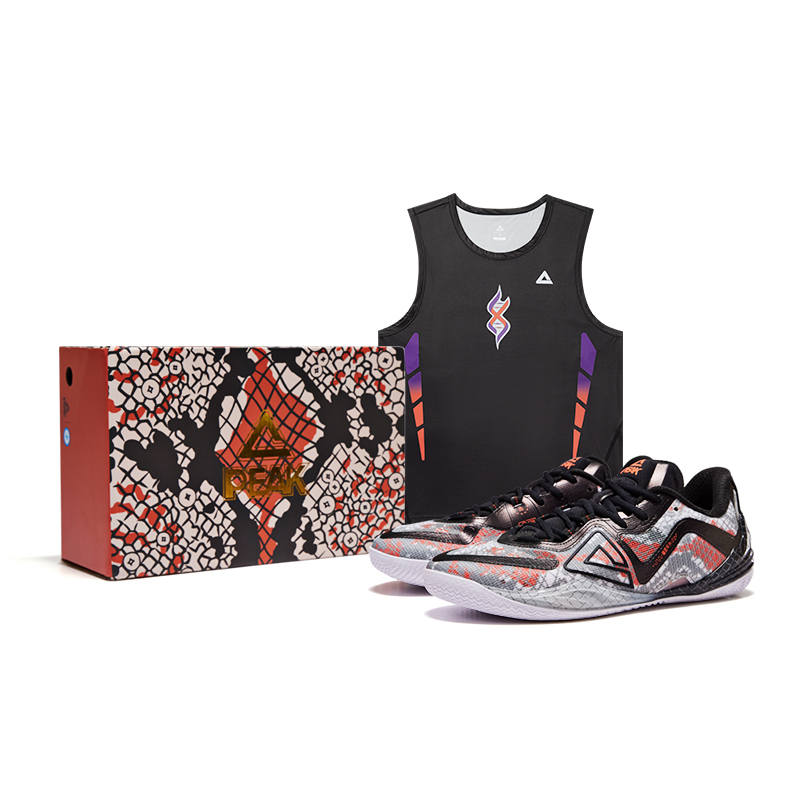 PEAK Wushuang Basketball Shoes Men's Low Top Black Red