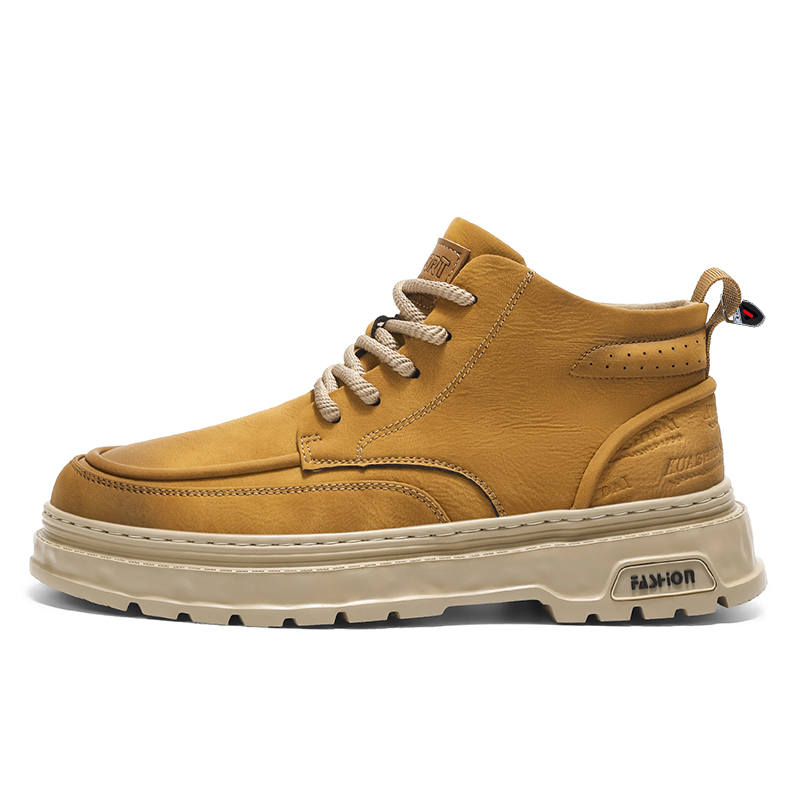 YALU Microfiber Leather Ankle Length Combat Boots Men's