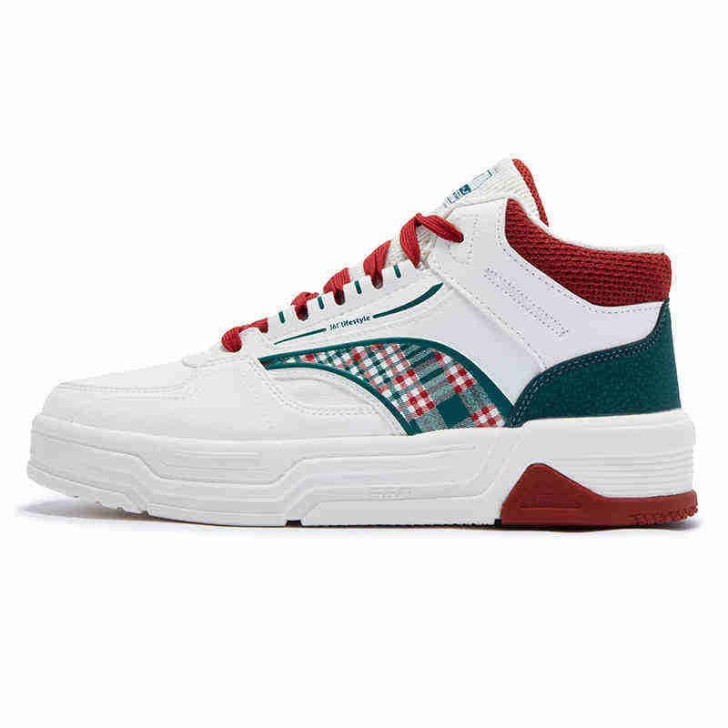 361° Slip Resistant Cushioning High top Skateboard Shoes Women's White Red Green
