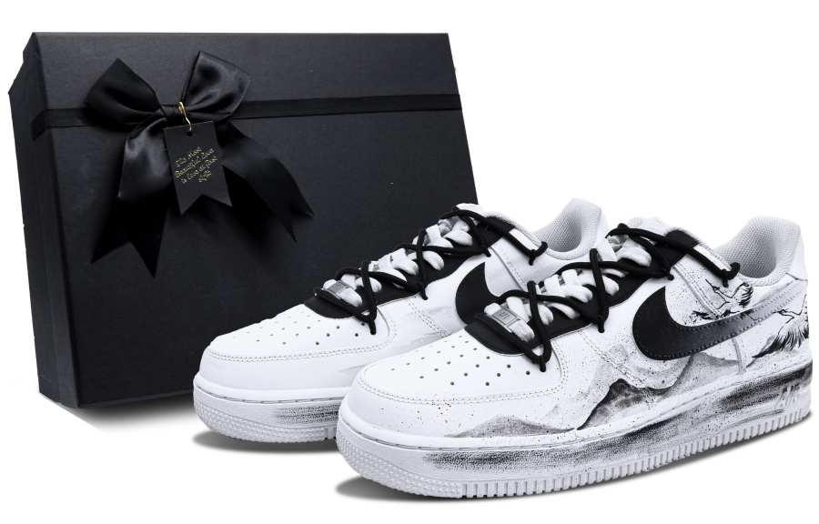 Nike Nike Air Force 1 Cushioning Slip Resistant Low top Skateboard Shoes Men's Black White