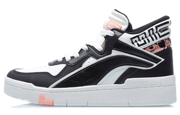 Li-Ning Disney x Li Ning Wave Superwave Mid Casual Mid top Skateboard Shoes Women's Black White