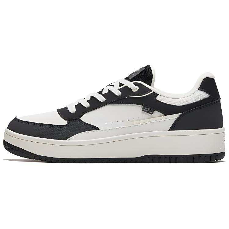 Anta Textile, Synthetic Leather Slip Resistant Abrasion Resistant Low top Skateboard Shoes Men's Black White