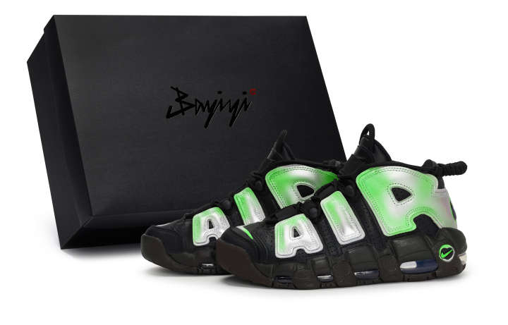 Nike Nike Air More Uptempo 811 Manufacturing, Dark Night Neon Green, Special Shoe Box Slip Resistant Slip Resistant Mid top