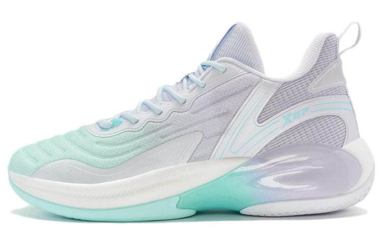 XTEP Cushioning Slip Resistant Abrasion Resistant High top Basketball Shoes Men's White Blue Purple