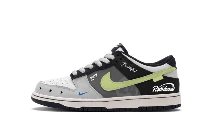 Nike Nike Dunk Racing Abrasion Resistant Abrasion Resistant Low top Skateboard Shoes Unisex Black And White Gray Green