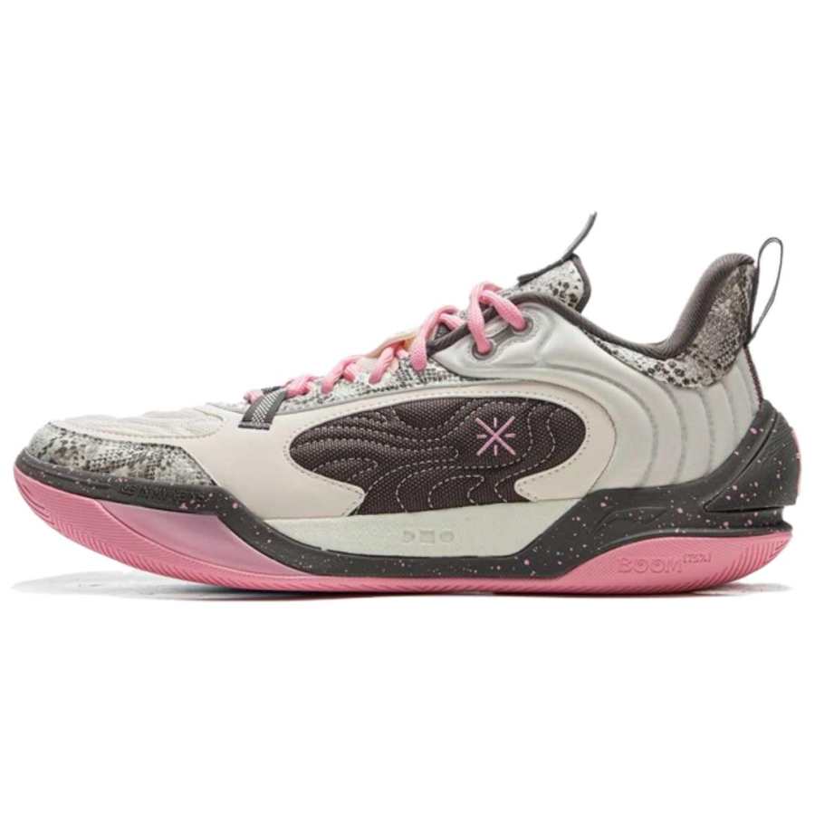 Li-Ning Li Ning Cushioning Slip Resistant Abrasion Resistant Low top Basketball Shoes Men's White Black Pink