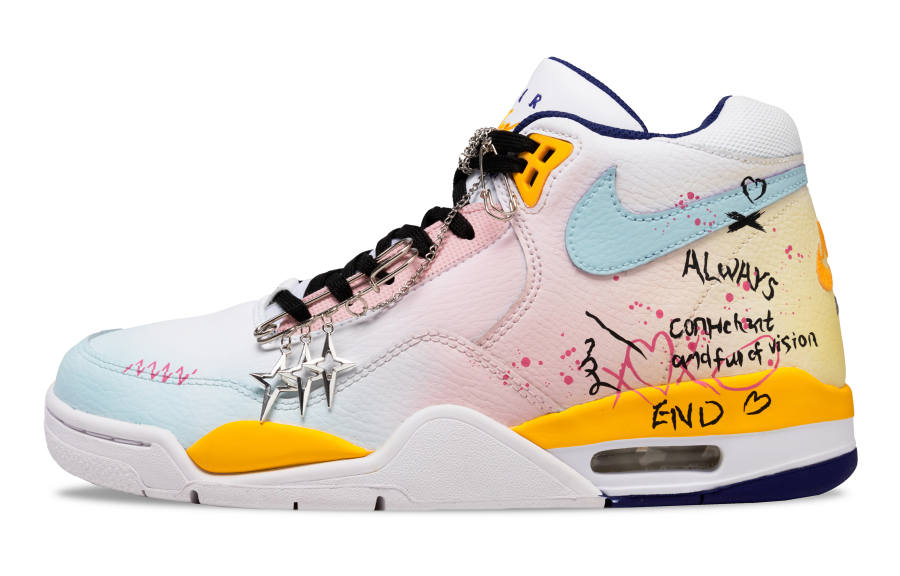 Nike Nike Flight Legacy Vintage Basketball Shoes Men's Mid Top Blue Pink Yellow