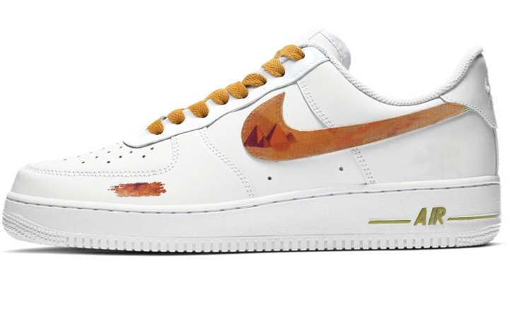 Nike Nike Air Force 1 Slip Resistant Abrasion Resistant Low top Skateboard Shoes Unisex White Orange