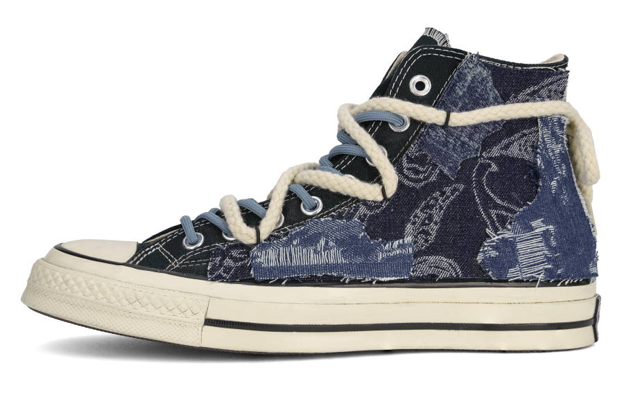 Converse 1970s Wandering Blue Blueprint Abrasion Resistant High top Canvas Shoes Unisex Black Blue