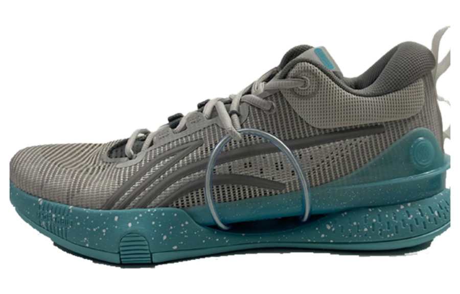 Li-Ning Li Ning Fashion Slip Resistant And Breathable Low top Basketball Shoes Unisex Gray Green