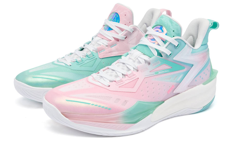 QIAODAN Broken Shadow 6 Elite Morganite Cushioning Breathable And Quick Dry Balance Basketball Shoes Men's Mismatched