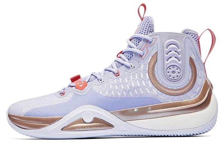 XTEP Royal Wind Generation Slip Resistant Abrasion Resistant High top Basketball Shoes Men's Violet Blue Purple