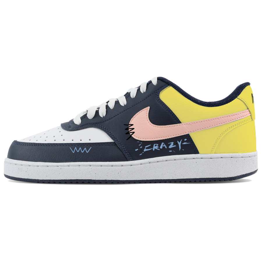 Nike Nike Court Vision Low Crazy Color Yellow Island Synthetic Leather Low top Training Shoes Men's Blue Yellow