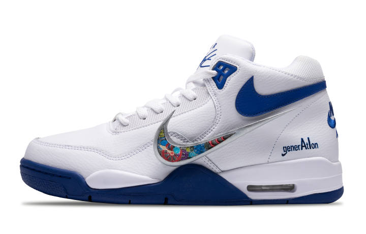 Nike Nike Flight Legacy Tourbillon Abrasion Resistant Mid top Vintage Basketball Shoes Men's White Blue