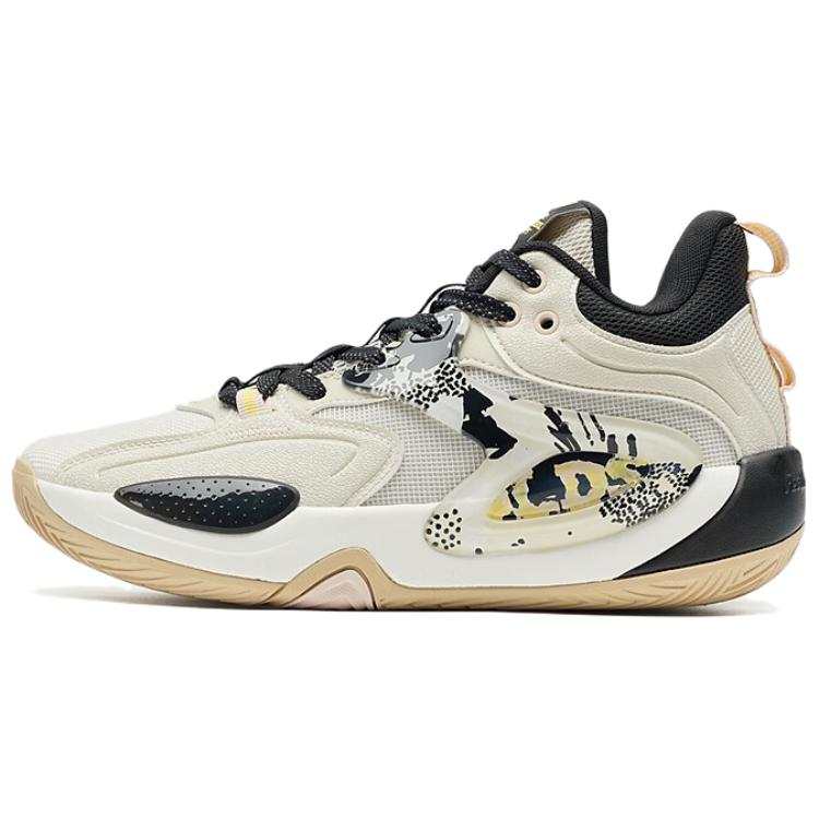 XTEP Minimalist Fashion Slip Resistant, Abrasion Resistant, Lightweight Mid top Basketball Shoes Men's Dark Tea White