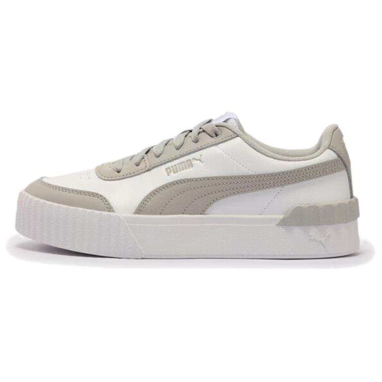 PUMA Carina Lift Abrasion Resistant Low top Skateboard Shoes Women's White Gray