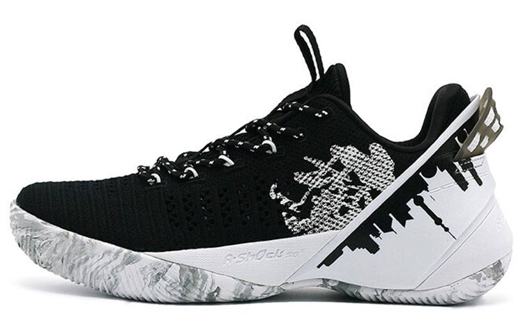 Anta Cushioning Abrasion Resistant Support Low top Performance Basketball Shoes Men's Black White