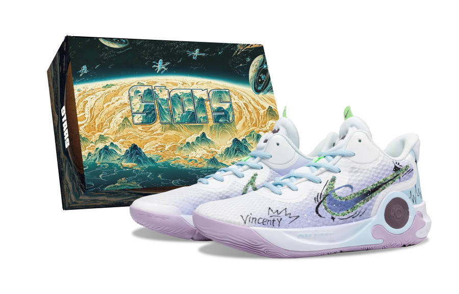 Nike Nike KD Trey 5 IX Cushioning Anti-Slip And Wear-Resistant Mid-Top Vintage Basketball Shoes Unisex White Blue Purple