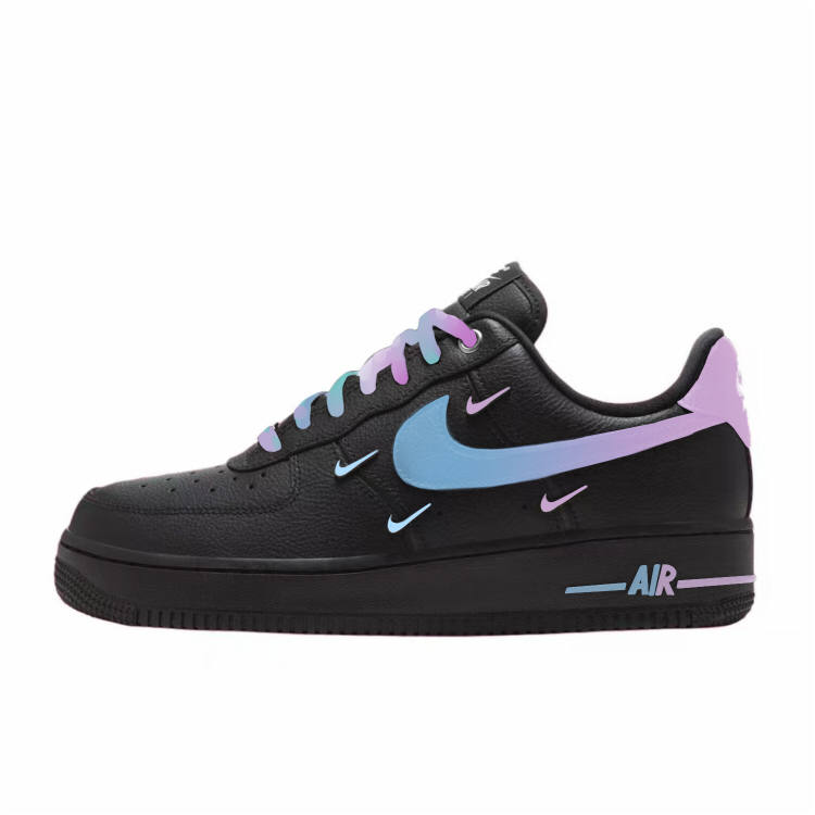 Nike Nike Air Force 1 Abrasion Resistant Low top Skateboard Shoes Women's Black Blue Purple