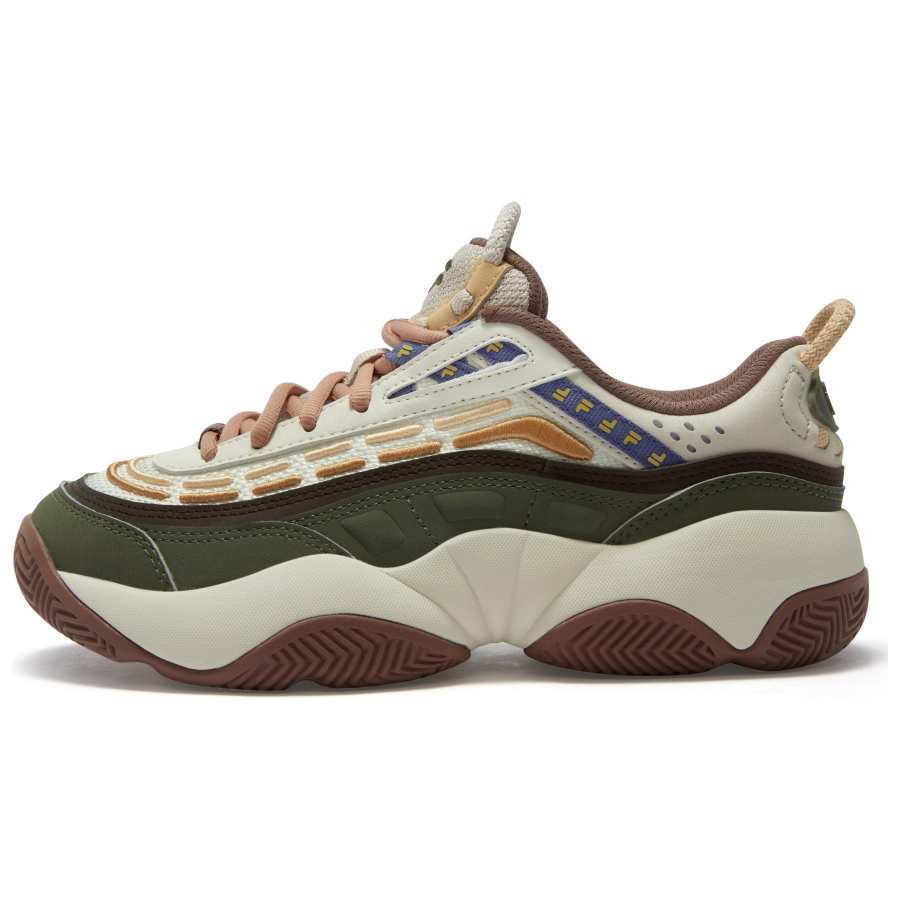 FILA FUSION FIRE Flame Shoes Abrasion Resistant Support Low top Vintage Basketball Shoes Women's Green