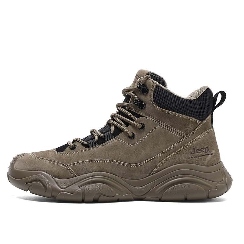 Jeep Mountaineering & Hiking Shoes Men's Mid Top Khaki/Gray