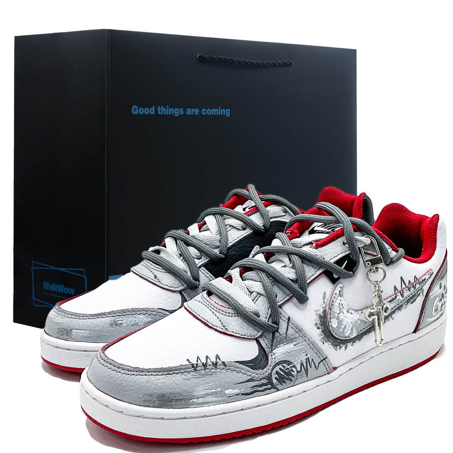 Nike Nike EBERNON Abrasion Resistant Abrasion Resistant Low top Skateboard Shoes Men's White Gray