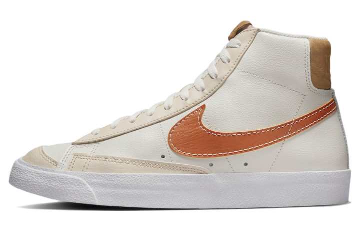 Nike Nike Blazer 'Inspected By Swoosh' Synthetic Leather Casual Mid top Skateboard Shoes Men's White Orange