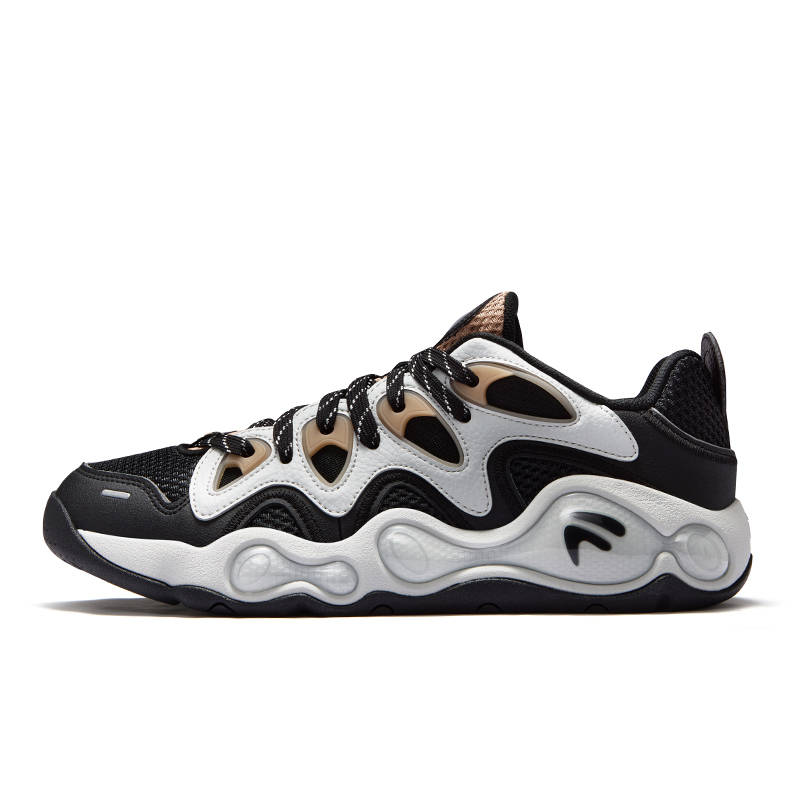 FILA FUSION VERTICAL Crack Shoes Textile, Synthetic Leather Low top Vintage Basketball Shoes Men's Black Silver