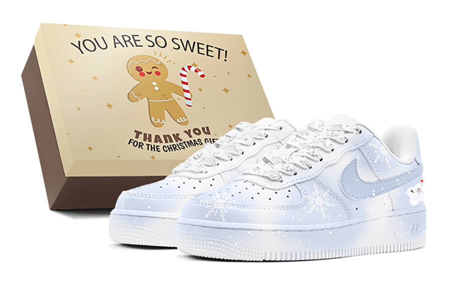 Nike Nike Air Force 1 Air Force 1, Christmas Gift, Snowflake Low top Skateboard Shoes GS Blue White