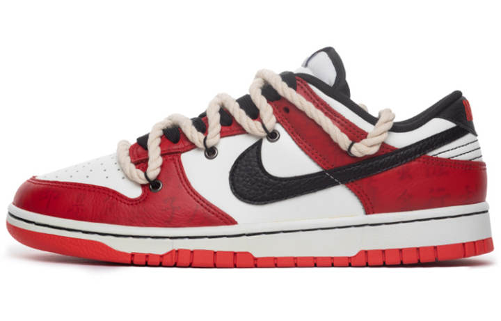 Nike NBA x Nike Dunk Low EMB Low top Skateboard Shoes Men's Red White Black