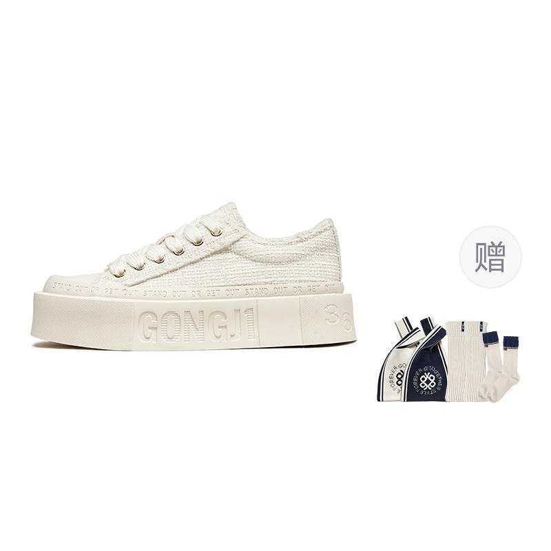 GONGJI Square Inch Low top Canvas Shoes Women's White