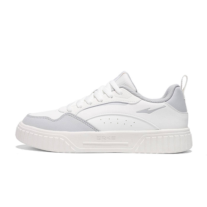 Erke Abrasion Resistant, Lightweight, And Breathable Low top Skateboard Shoes Women's Microcrystal White Mist Gray