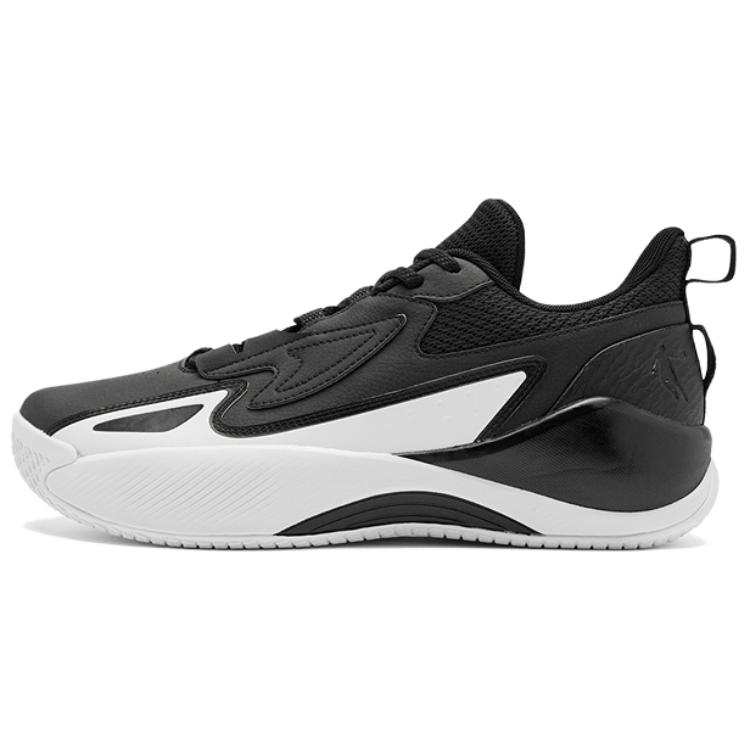 QIAODAN Slip Resistant Abrasion Resistant Low top Cushioning Basketball Shoes Men's Black White